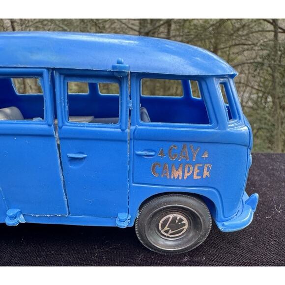 Vintage VW Volkswagen GAY Blue CAMPER Van by GAY TOYS INC -#2 - Picture 2 of 11